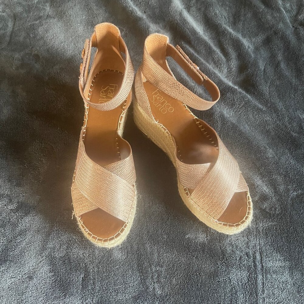Gently Worn Franco Sarto Rose Gold Carma Espadrilles size 7.5